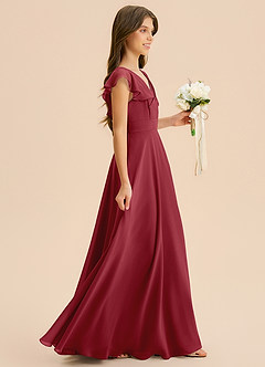 Azazie Anysa Junior Robe Trapèze en Mousseline de soie Rayé Grenade image4