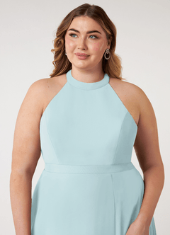Azazie Clarice Bridesmaid Dresses Mist A-Line Halter Chiffon Dress image13