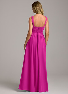Azazie Rosaline Bridesmaid Dresses Fuchsia A-Line Side Slit Chiffon Dress image6