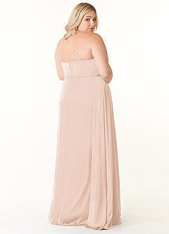 Azazie Maron Brautjungfernkleider A-Linie Eine Schulter Stretch-Satin Kleid Zartrosa image9