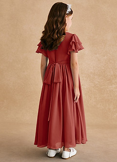 Azazie Ali Flower Girl Dresses Terracotta A-Line Pleated Chiffon Dress image2