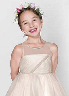 Azazie Brienne vestidos de niña de las flores Vestido de Rosa Polvorienta de Tul de Princesa con Lentejuela image4