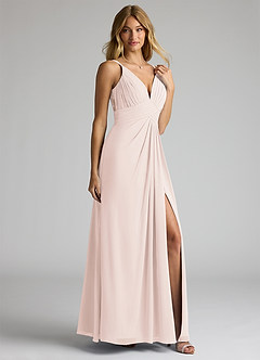 Azazie Maren Allure Bridesmaid Dresses Rose Petal A-Line V-Neck Lace Chiffon Dress image4