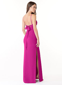 Azazie Mai Bridesmaid Dresses Fuchsia Sheath Pleated Chiffon Dress image4