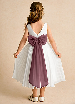 Azazie Margot Abiti da Ragazza di Fiori Abito A-Line in Chiffon Plissettato Avorio Sangria image1