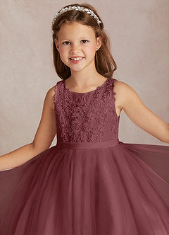 Azazie Calla Flower Girl Dresses Desert Rose Ball-Gown Lace Tulle Dress image1