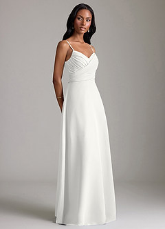 Azazie Kali Bridesmaid Dresses White A-Line Pleated Chiffon Dress image3