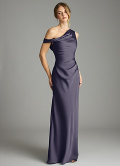 Azazie Emerson Brautjungfernkleider Meerjungfrau-Linie Schulterfrei Stretch-Satin Kleid Sturm image5