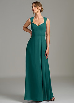 Azazie Gwendolyn Bridesmaid Dresses Peacock A-Line Sweetheart Neckline Chiffon Dress image1