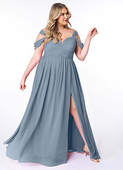 Azazie Lianne Bridesmaid Dresses Twilight A-Line Off the Shoulder Chiffon Dress image11