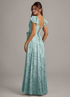 Azazie Aricella Bridesmaid Dresses Mist A-Line Corset Floral Burnout Dress image4