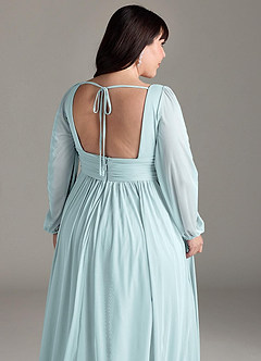 Azazie Norah Bridesmaid Dresses Mist A-Line V-Neck Long Sleeve Chiffon Dress image13