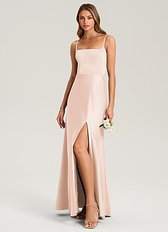 Azazie Lidia Brautjungfernkleider Meerjungfrau-Linie Seitliche Cut-Outs Stretch-Satin Kleid Zartrosa image3