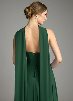 Azazie Ayla Abiti da Damigella Abito A-Line in Chiffon Scollo a Cuore Verde Scuro image10