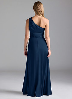 Azazie Dallas Bridesmaid Dresses Dark Navy A-Line One Shoulder Stretch Satin Dress image2