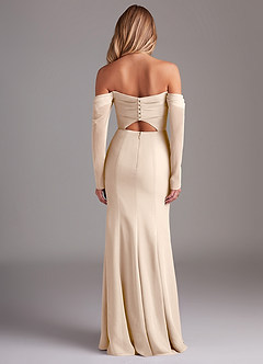 Azazie Hallie Bridesmaid Dresses White Alabaster Mermaid Long Sleeve Chiffon Dress image8