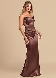 Azazie Sorrel Suknie dla druhen Syrena Gorset Metaliczny satynowy Do ziemi Sukienka image5