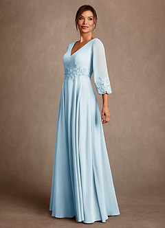 Azazie Yorba Mother of the Bride Dresses Sky Blue A-Line Lace Chiffon Dress image4