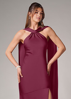 Azazie Kinsley Vestidos de damas de honor Vestido de Mora de Satén Elástico de Corte Sirena con Corte Lateral image7