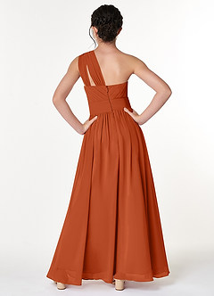 Azazie Molly Junior Burnt Orange A-Line Pleated Chiffon Dress image2