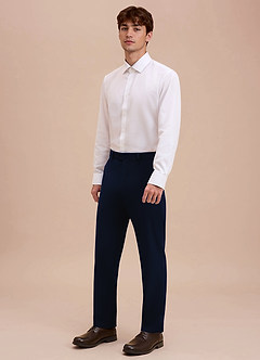 front Ethan Azul Pantalones de vestir de tejido refinado