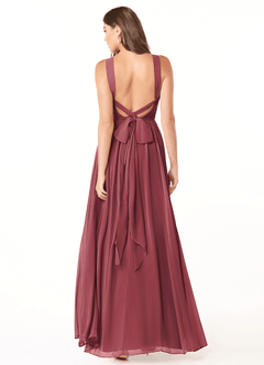 Azazie Dionne Abiti da Damigella Abito A-Line in Chiffon Corsetto Merlot image2