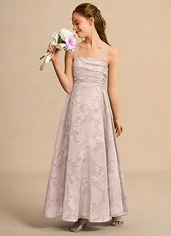 Azazie Pebbles Junior Formal Flower Girl Klänningar Klä A-Line i Blommig Utbrändhet Plisserad image4