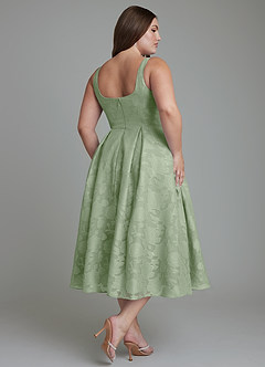 Azazie Amalie Bridesmaid Dresses Dusty Sage A-Line Pleated Floral Burnout Dress image5