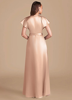 Azazie Nico Bridesmaid Dresses English Rose A-Line Pleated Metallic Satin Dress image4