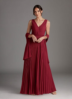 Azazie Kris Mother of the Bride Dresses Burgundy A-Line Sequins Chiffon Dress image1