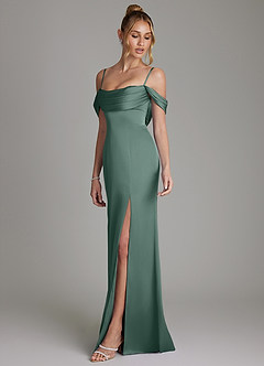 Azazie Nira Bridesmaid Dresses Eucalyptus Mermaid Corset Stretch Satin Dress image6