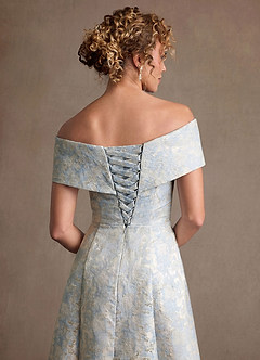 Azazie Harriett Brudens mor kjoler A-Line Off the shoulder Blomster Jacquard Gulv-længde Kjole image6