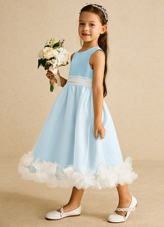 Azazie Stardust Flower Girl Dresses Sky Blue A-Line Sleeveless Organza Dress image3