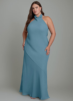 Azazie Velli Abiti da Damigella Abito Sirena in Chiffon Collo alto Bermuda image8