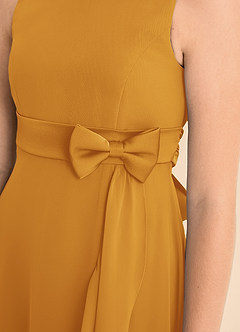 Azazie Lilenne Junior Butterscotch A-Line Bow Chiffon Dress image6