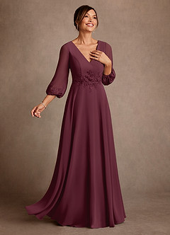 Azazie Yorba Moeder van de bruid jurken A-Lijn Jurk van Chiffon Kant Cabernet image2