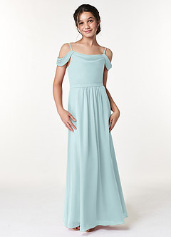 Azazie Alivia Junior Mist A-Line Off the Shoulder Chiffon Dress image4