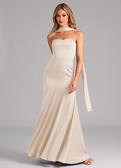 Azazie Shiloh Bridesmaid Dresses White Alabaster Mermaid Strapless Stretch Satin Convertible Dress image4