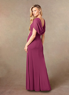 Azazie Luisa Mother of the Bride Dresses Mulberry Mermaid V-Neck Pleated Mesh Dress image6
