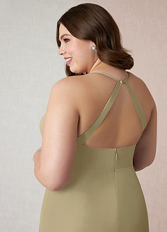 Azazie Becca Bridesmaid Dresses Moss Green Sheath V-Neck Chiffon Dress image11