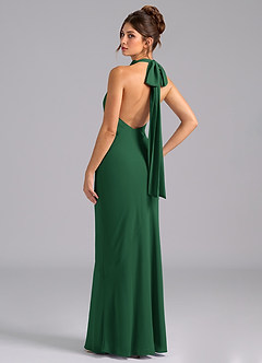 Azazie Velli Bridesmaid Dresses Dark Green Mermaid Bow Chiffon Dress image7