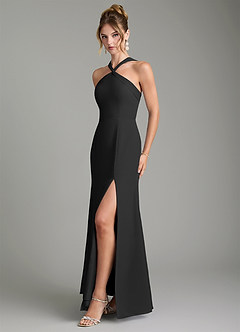Azazie Rue Bridesmaid Dresses Black A-Line Halter Chiffon Dress image5
