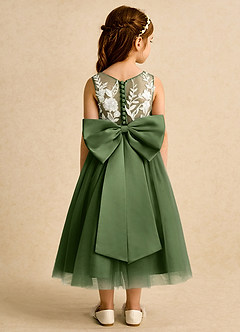 Azazie Sundae Blumenmädchenkleider Ballkleid Spitze Kleid Olivgrün image2