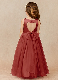 Azazie Muni Flower Girl Dresses Terracotta A-Line Bow Tulle Dress image1