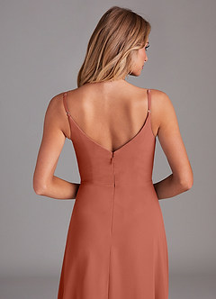 Azazie Daenerys Vestidos de damas de honor Vestido de Arcilla de Gasa de Corte en A con Vaca image7