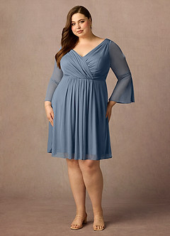 Azazie Teraso Final Sale Twilight A-Line Pleated Mesh Dress image9