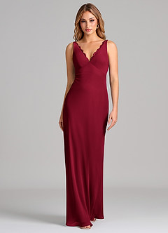 Azazie Tianna Final Sale Burgundy Sheath Chiffon Dress image3
