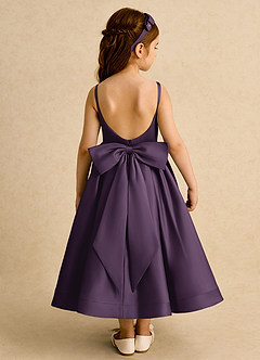 Azazie Babs Blumenmädchenkleider Ballkleid Plissee Matte Satin Kleid Pflaume image6