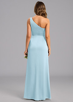 Azazie Feby Brautjungfernkleider A-Linie One-Shoulder Stretch-Satin Kleid Himmelblau image2