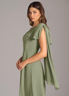 Azazie Tella Bridesmaid Dresses Pistachio A-Line One Shoulder Chiffon Dress image8